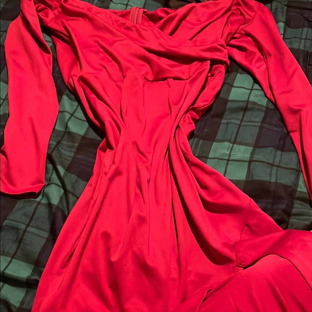 JCPenney Vibrant Red Long Sleeve Dress